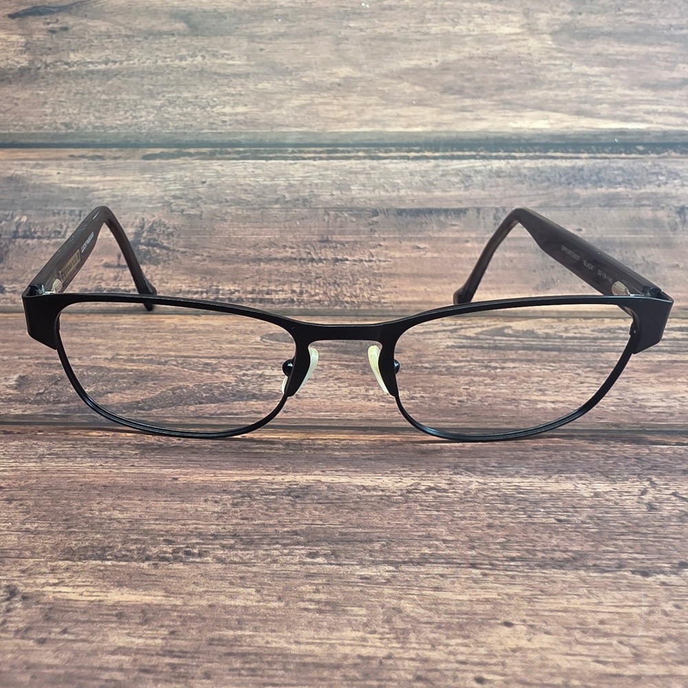 Lucky Brand Opportunist Black Eyeglass Frames 52-19-140 Metal Filigree Detail